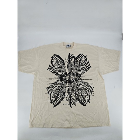Lee Other - Vintage Lee Zebra By John A. Conroy T-Shirt Men's Size 2XL White/Black